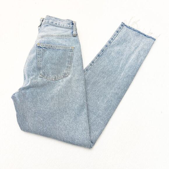 AGOLDE Criss Light Wash Assymetric Waist Denim Jeans Straight Blog Fave Size 24 - Picture 8 of 8